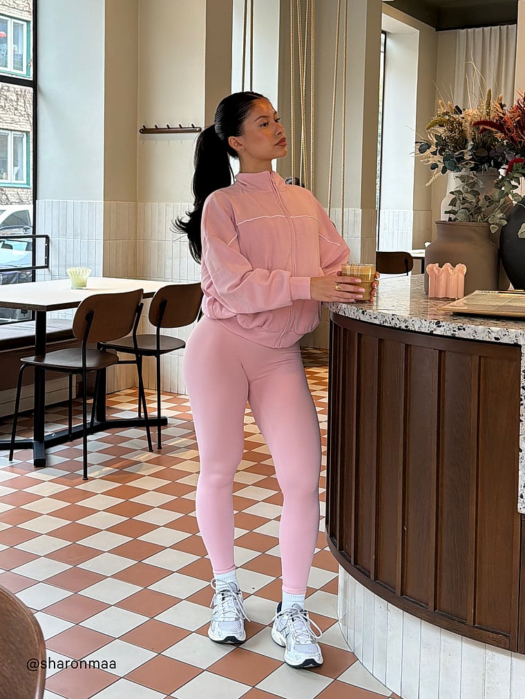 Victoria's Secret, VSX Featherweight Knit Full-Zip Track Jacket, Dusk Pink, detail, 4 of 4