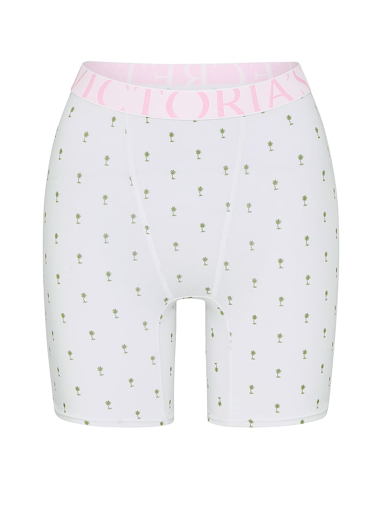 Victoria's Secret, Cotton Logo Cotton High-Waist Boxer Brief, White Palm Trees, offModelFront, 3 of 3