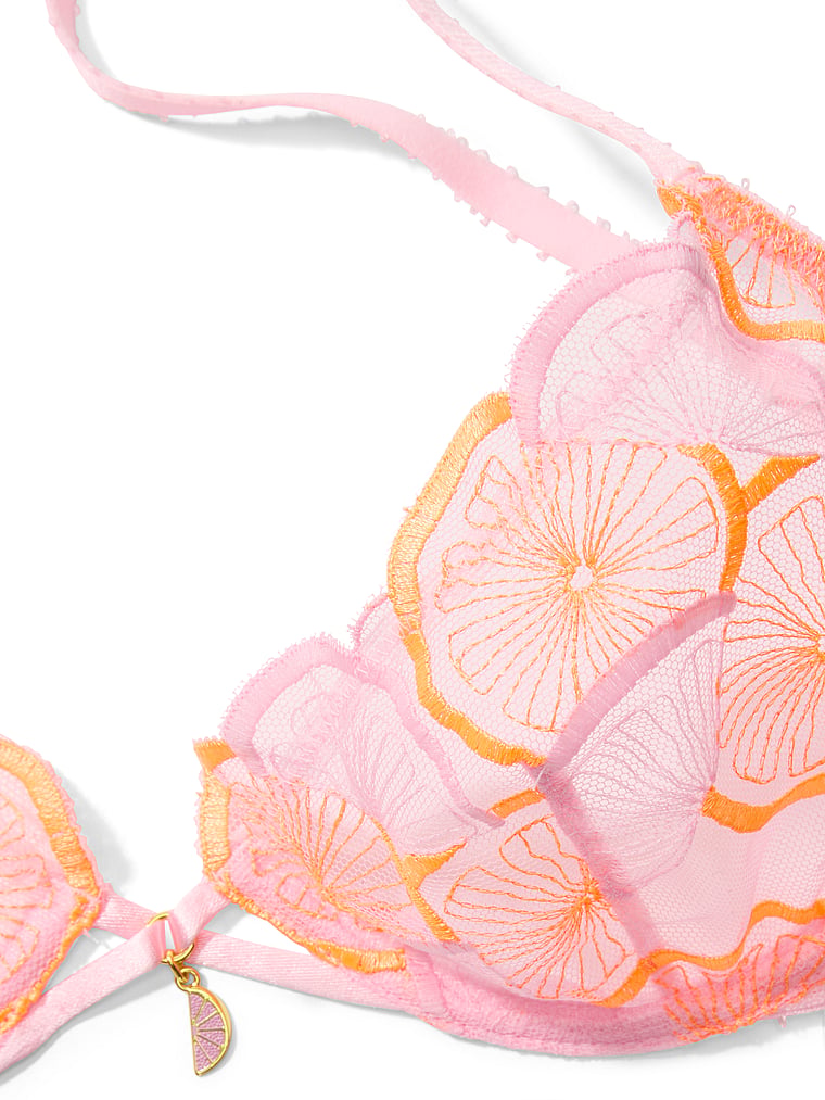 Victoria's Secret, Victoria's Secret Tease Unlined Fresh Squeezed Embroidery Demi Bra, Fresh Squeezed Pink, detail, 5 of 5