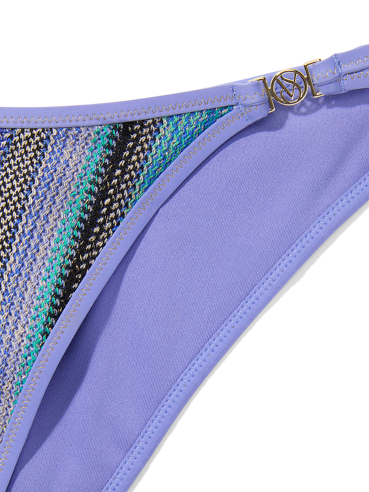 Shimmer Stripe Knit Brazilian Bikini Bottom