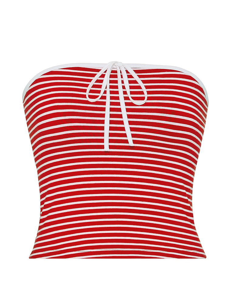 PINK All-Day Cotton™ Tube Top, Red And White Stripe, offModelFront, 3 of 4