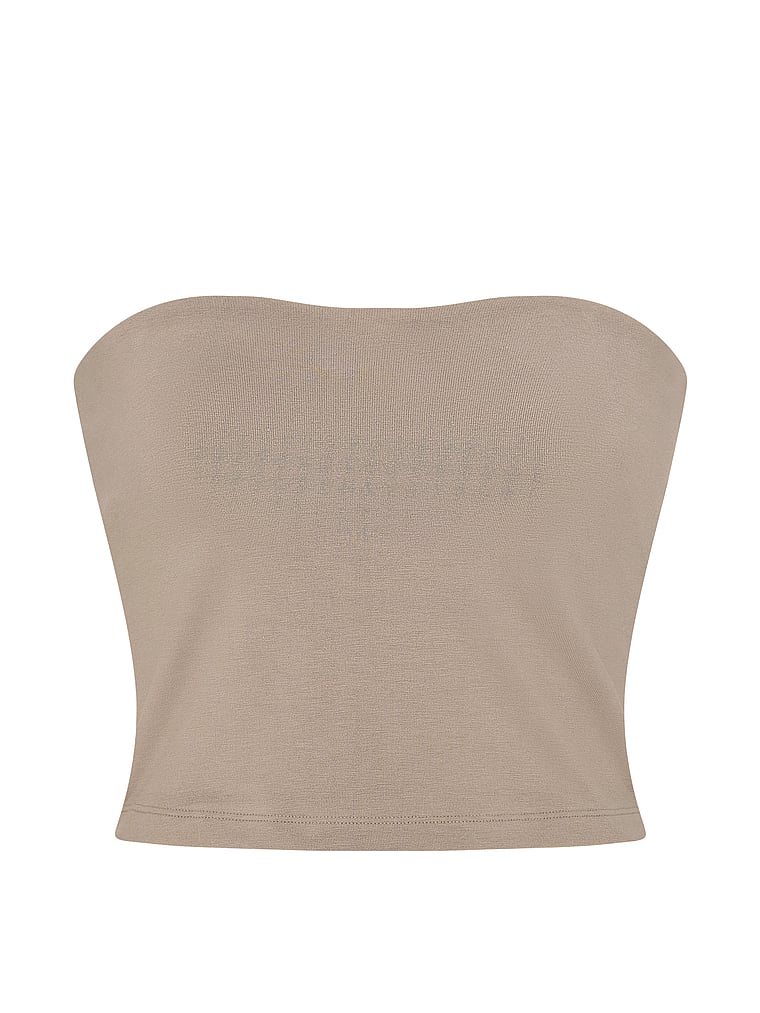 Victoria's Secret, Angel Essentials Cotton Tube Top, Dove Grey, offModelFront, 3 of 3