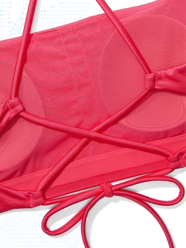 Victoria's Secret, VSX VSX GlossyTech™ Strappy-Back Sports Bra, Pink Island, offModelBack, 5 of 6
