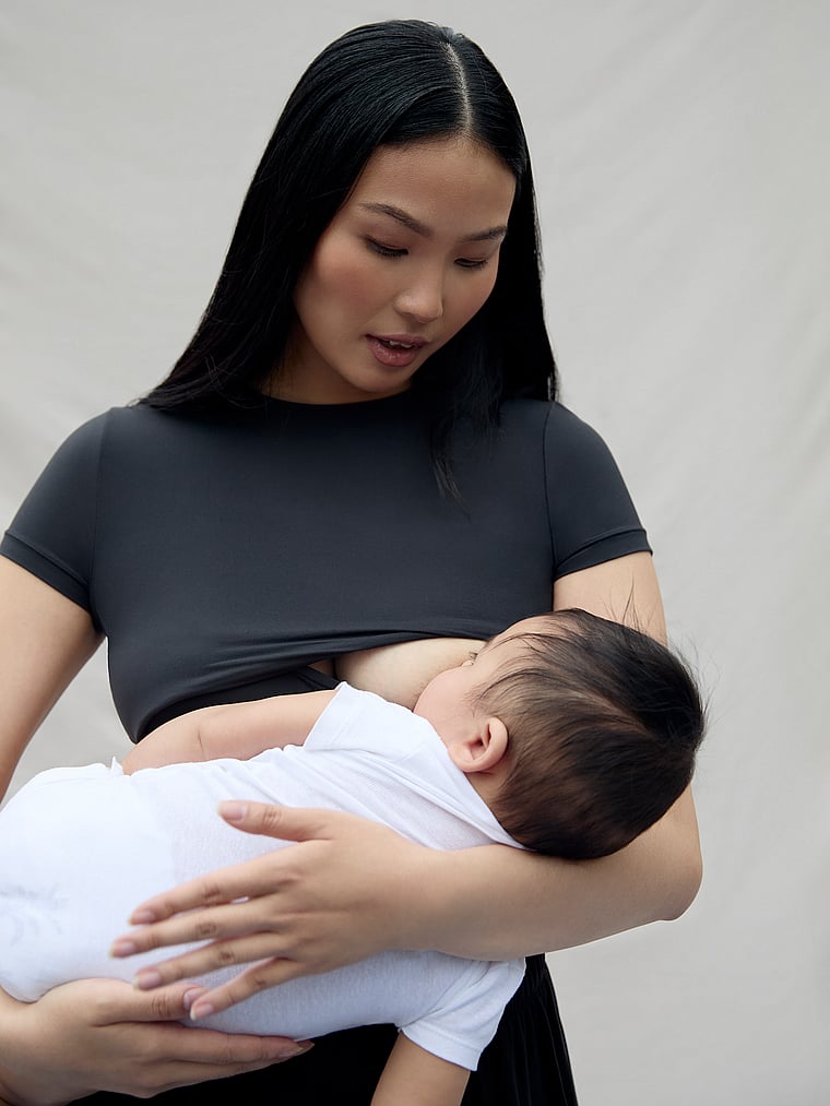 Victoria's Secret, Bumpsuit The Everyday Nursing Top, Black, detail, 3 of 3