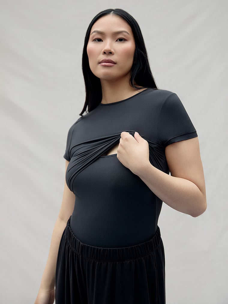 Victoria's Secret, Bumpsuit The Everyday Nursing Top, Black, onModelFront, 1 of 3