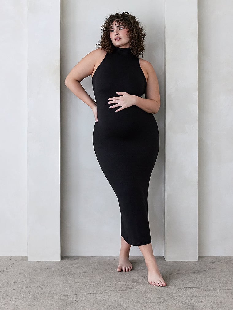 Victoria's Secret, Bumpsuit The Serena Dress, Black, onModelFront, 1 of 3