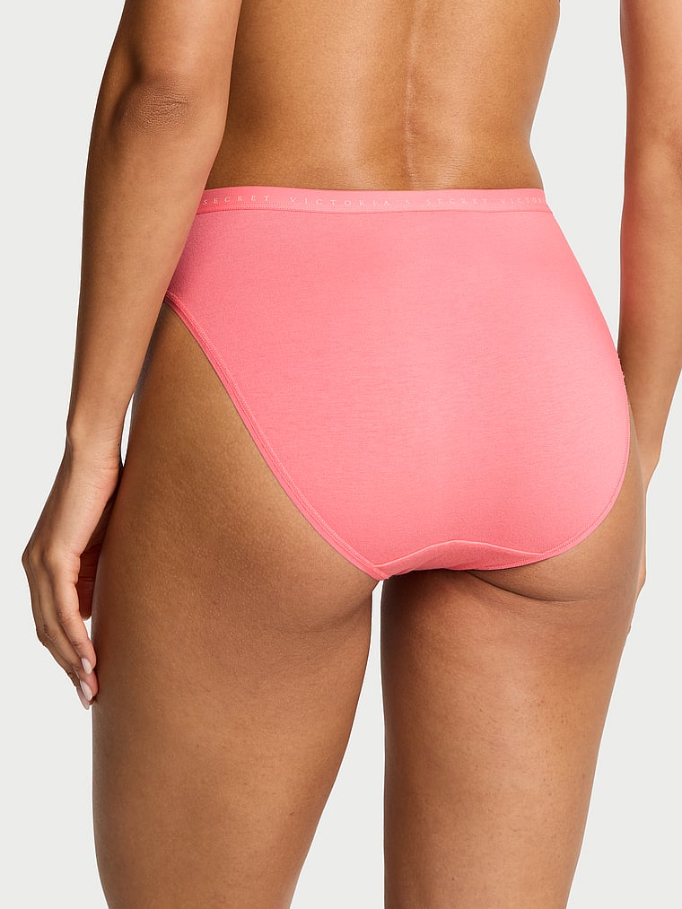 Victoria's Secret, Victoria's Secret Stretch Cotton High-Leg Brief Panty, Pink Cocktail W Flamingo Graphic, onModelBack, 2 of 3