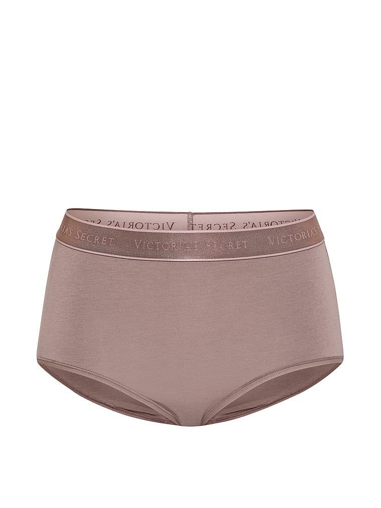Victoria's Secret, Cotton Logo Cotton Modern Brief Panty, Iced Coffee, offModelFront, 3 of 3