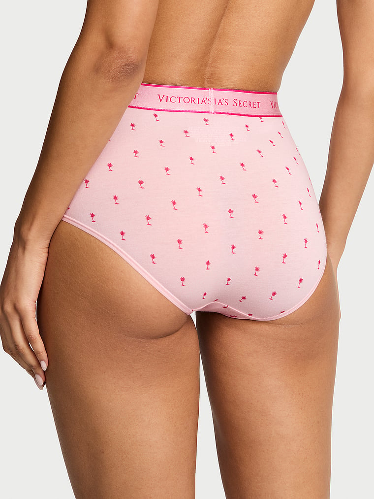 Victoria's Secret, Cotton Logo Cotton Modern Brief Panty, Angel Pink Palm Trees, onModelBack, 2 of 3