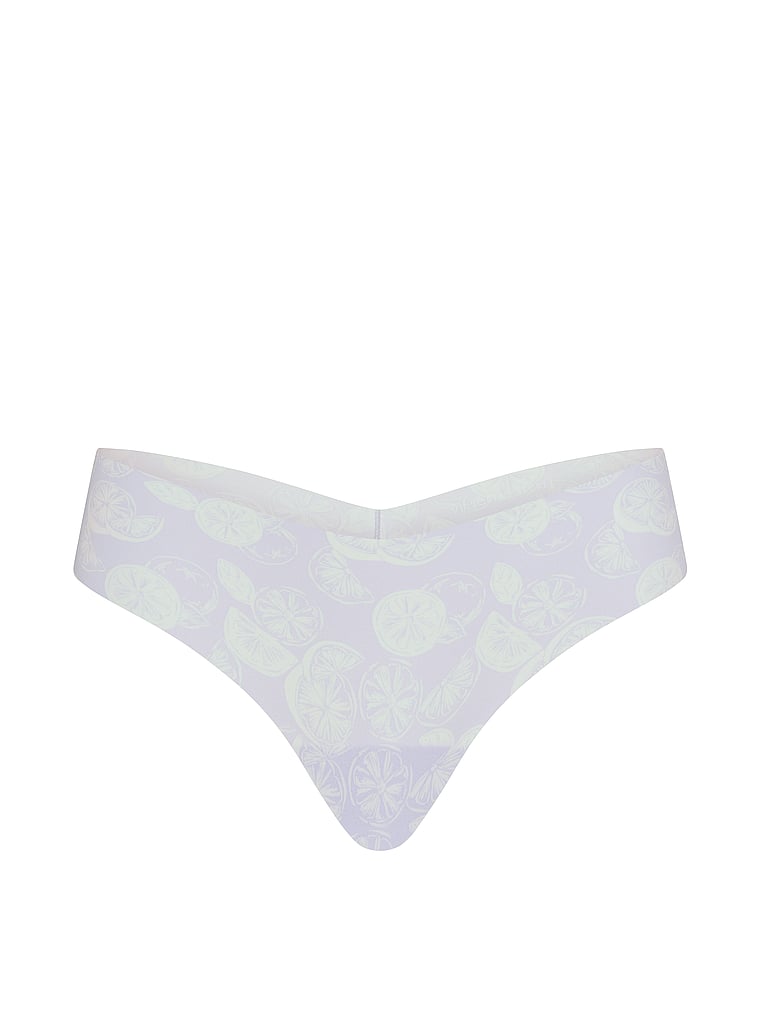 Victoria's Secret, No-Show No-Show Stripe Mesh Thong Panty, Belle Flower Lemon, offModelFront, 3 of 3