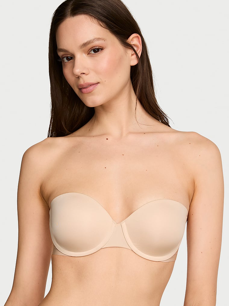 Victoria's Secret, Invisible by Victoria’s Secret Illusions Smooth Uplift Strapless Bra, Marzipan, onModelFront, 1 of 2
