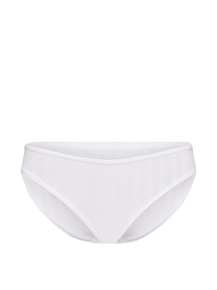 Victoria's Secret, Victoria's Secret Body by Victoria Stretch Cotton Lace-Waist Bikini Panty, Vs White, offModelFront, 3 of 3