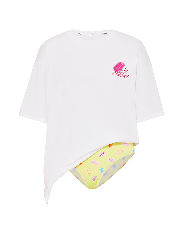 PINK Cotton Side-Slit Tee & Panty Set, Popsicles Print , offModelFront, 3 of 3