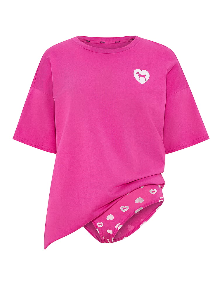 PINK Cotton Side-Slit Tee & Panty Set, offModelFront, 3 of 3