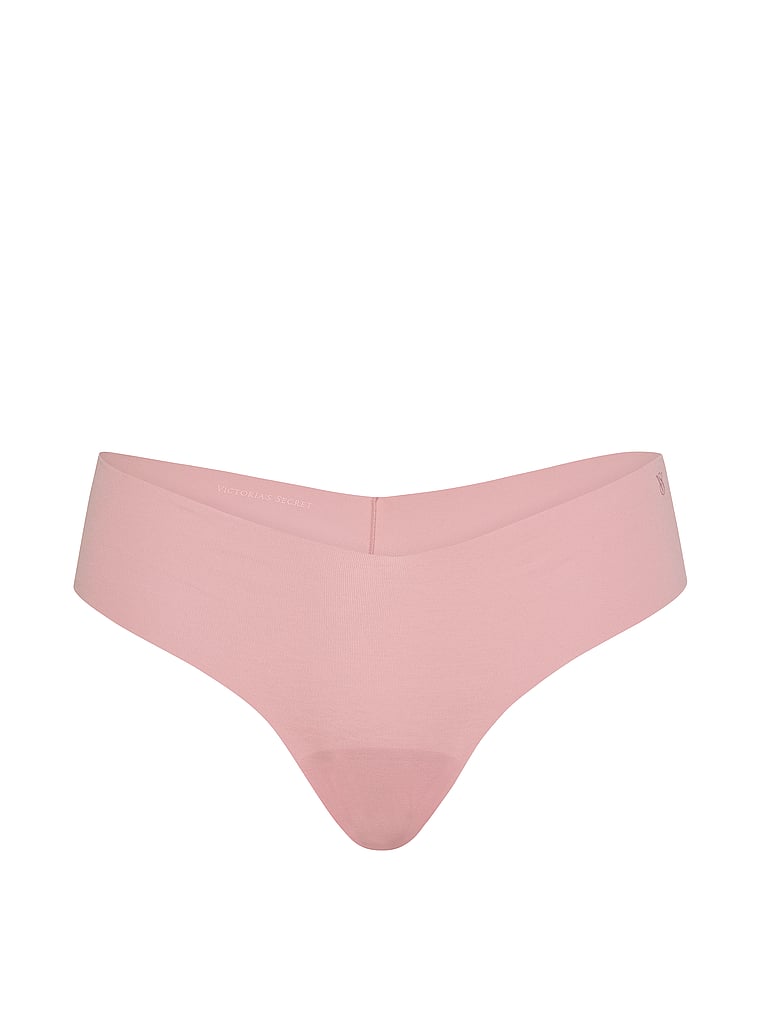 Victoria's Secret, No-Show No-Show Stripe Mesh Thong Panty, Chalk Rose, offModelFront, 3 of 3