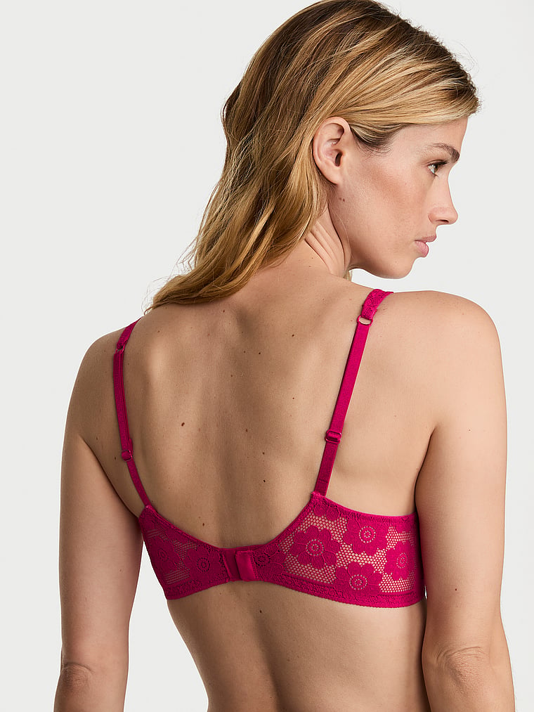 Victoria's Secret, Victoria's Secret Lacie Unlined Balconette Bra, Vibrant Fuschia, onModelBack, 2 of 3 Maggie is 5'7" and wears 32B or Small