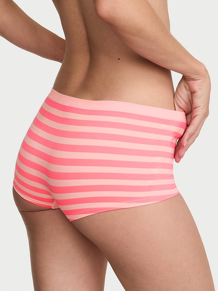 Victoria's Secret, Seamless Seamless Boyshort Panty, Pink Highlighter Beach Stripe, onModelBack, 2 of 3 Maggie is 5'7" and wears Small