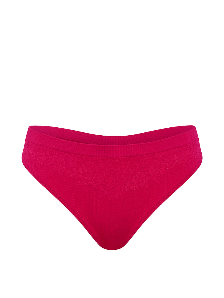 Victoria's Secret, Seamless Seamless Thong Panty, Pink, offModelFront, 3 of 3
