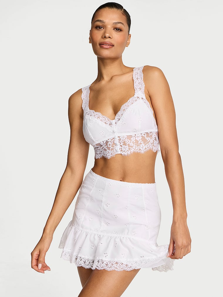Victoria's Secret, Dream Angels Butterflies Eyelet Ruffled Skirt, VS White, onModelFront, 1 of 3