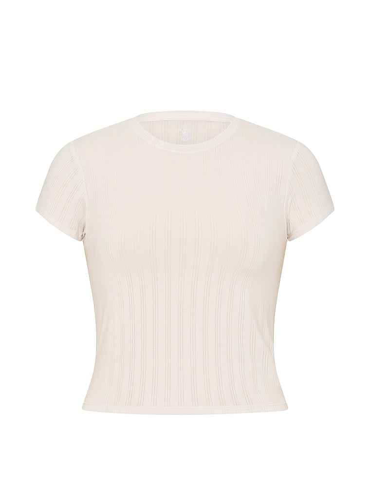 Victoria's Secret, Victoria's Secret SoSoft™ Modal Ultra-Fine Tee, Coconut White, offModelFront, 3 of 4
