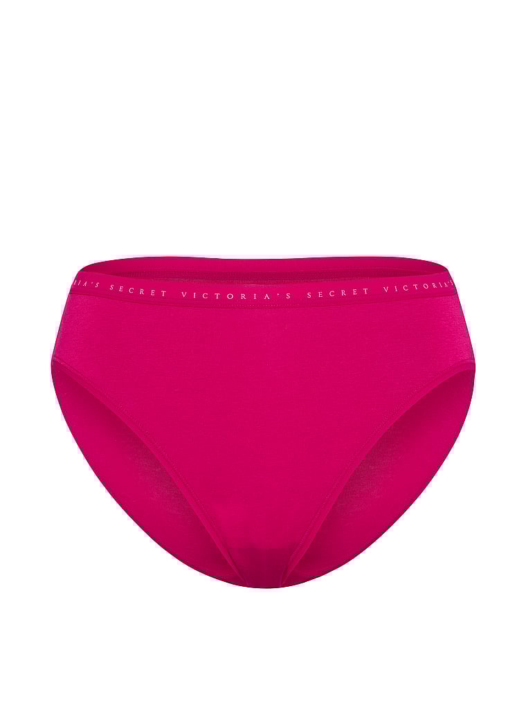 Victoria's Secret, Victoria's Secret Stretch Cotton High-Leg Brief Panty, Vibrant Fuchsia, offModelFront, 3 of 3