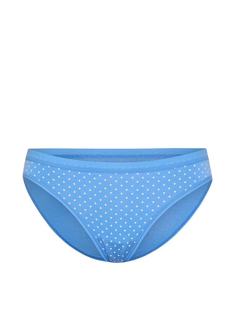 Victoria's Secret, Victoria's Secret Body by Victoria Stretch Cotton Lace-Waist Bikini Panty, Blue Jasper Dot, offModelFront, 3 of 3