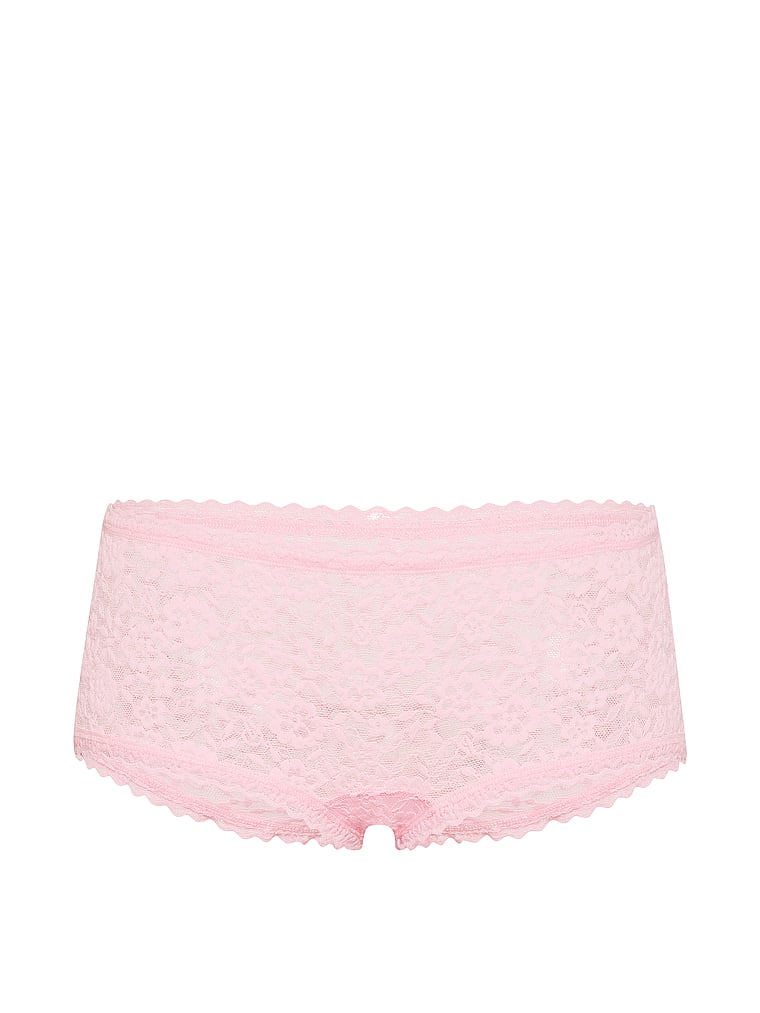 Victoria's Secret, The Lacie Lace Low-Rise Boyshort, Pretty Blossom, offModelFront, 3 of 3