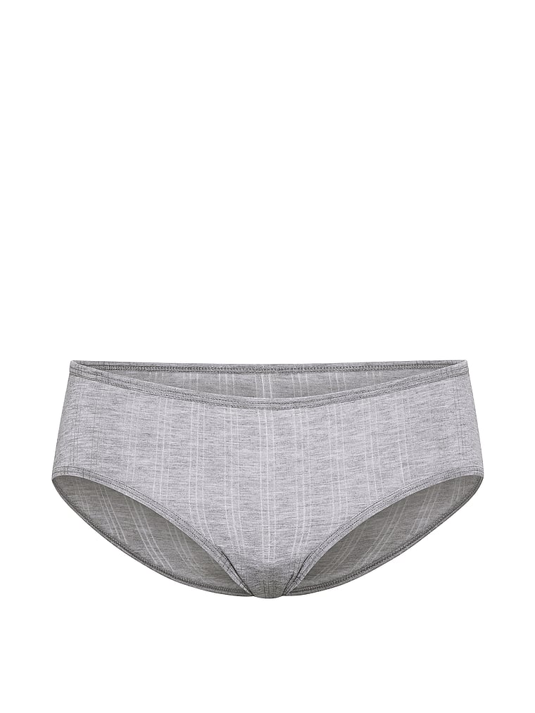 Victoria's Secret, Victoria's Secret Stretch Cotton Sparkle Hiphugger Panty, Medium Htr Grey, offModelFront, 3 of 3