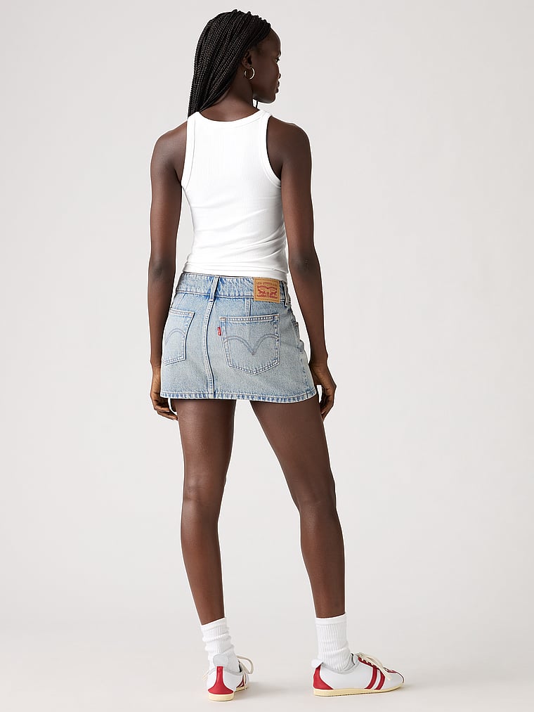 Victoria's Secret, Levi's Superflow Mini Skirt, Roll It Up Clean, onModelBack, 2 of 4