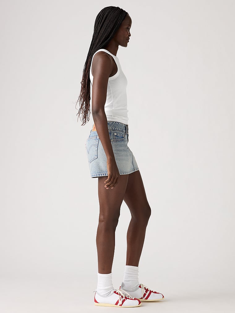 Victoria's Secret, Levi's Superflow Mini Skirt, Roll It Up Clean, onModelSide, 3 of 4