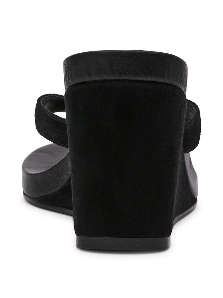 Steve Madden Playing Wedge Sandal, Black Suede, onModelBack, 2 of 4