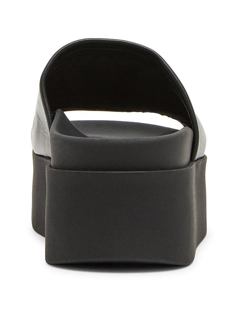 Steve Madden Arwen Slide Sandal, Black Leather, onModelBack, 2 of 3