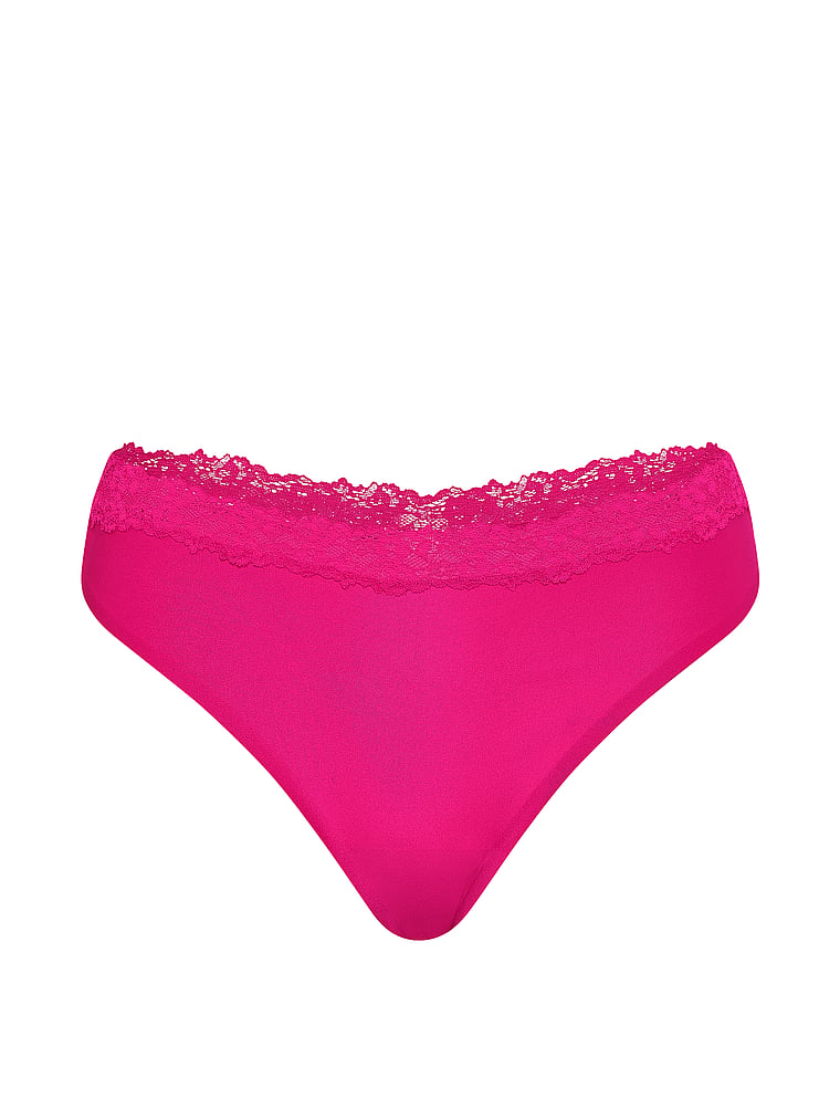 Victoria's Secret, Body by Victoria Body by Victoria Flex Mid-Rise Thong Panty, Pop Pink, offModelFront, 4 of 4