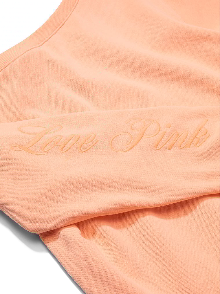 PINK Campus Fleece™ Rib Off-The-Shoulder Sweatshirt, Peach Tree, onModelBack, 2 of 4