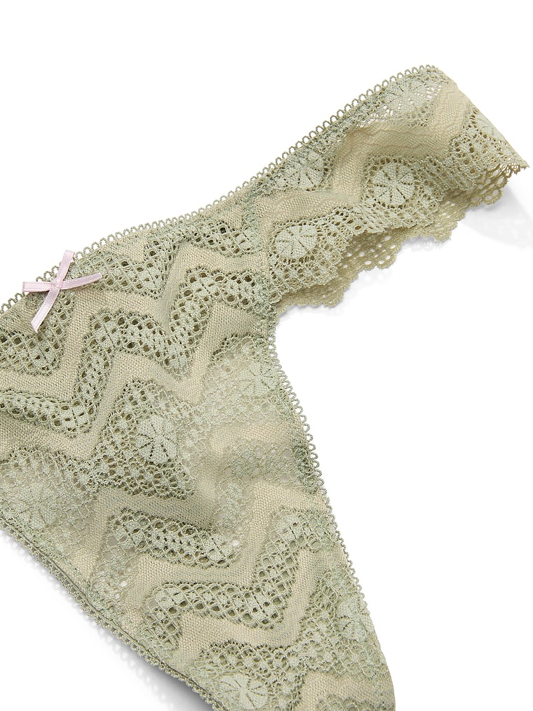 PINK PINK Wink™ Wide-Waist Thong Panty, Slate Green, detail, 4 of 4