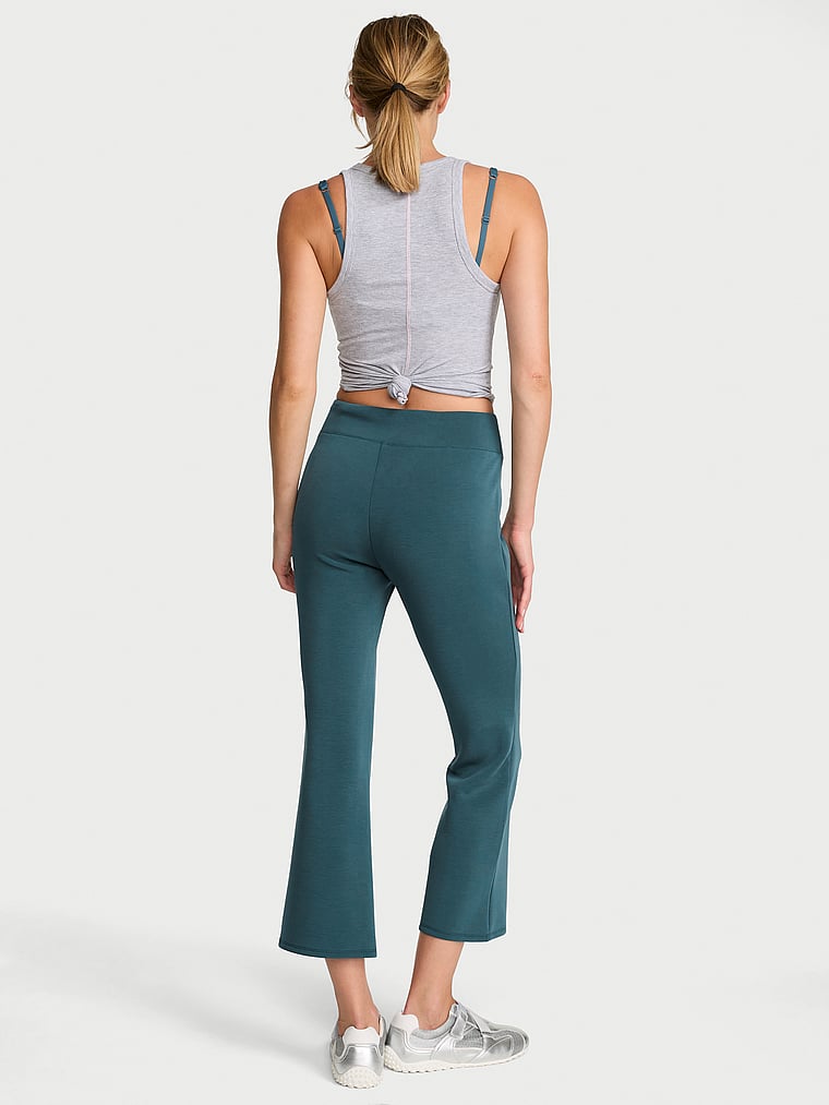 Victoria's Secret, VSX Featherweight Knit Kick Flare Pant, Teal Haze, onModelBack, 2 of 3 Aga is 5'10" or 178cm and wears Small
