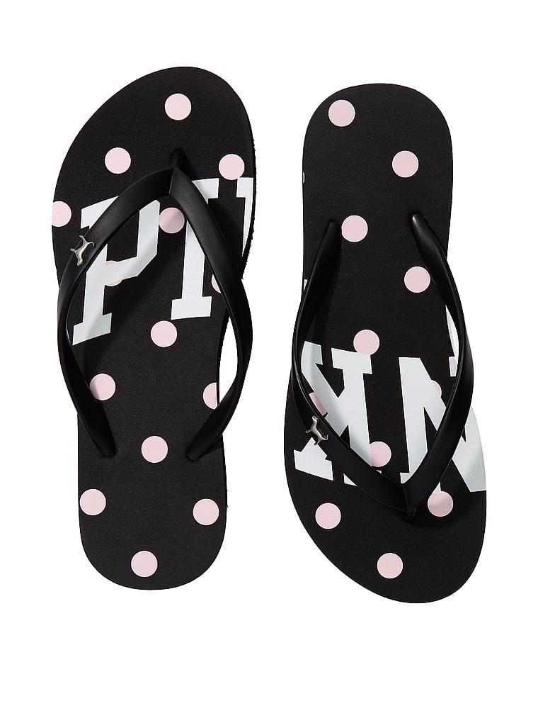 PINK Platform Flip Flops, Black Dot, onModelFront, 1 of 2