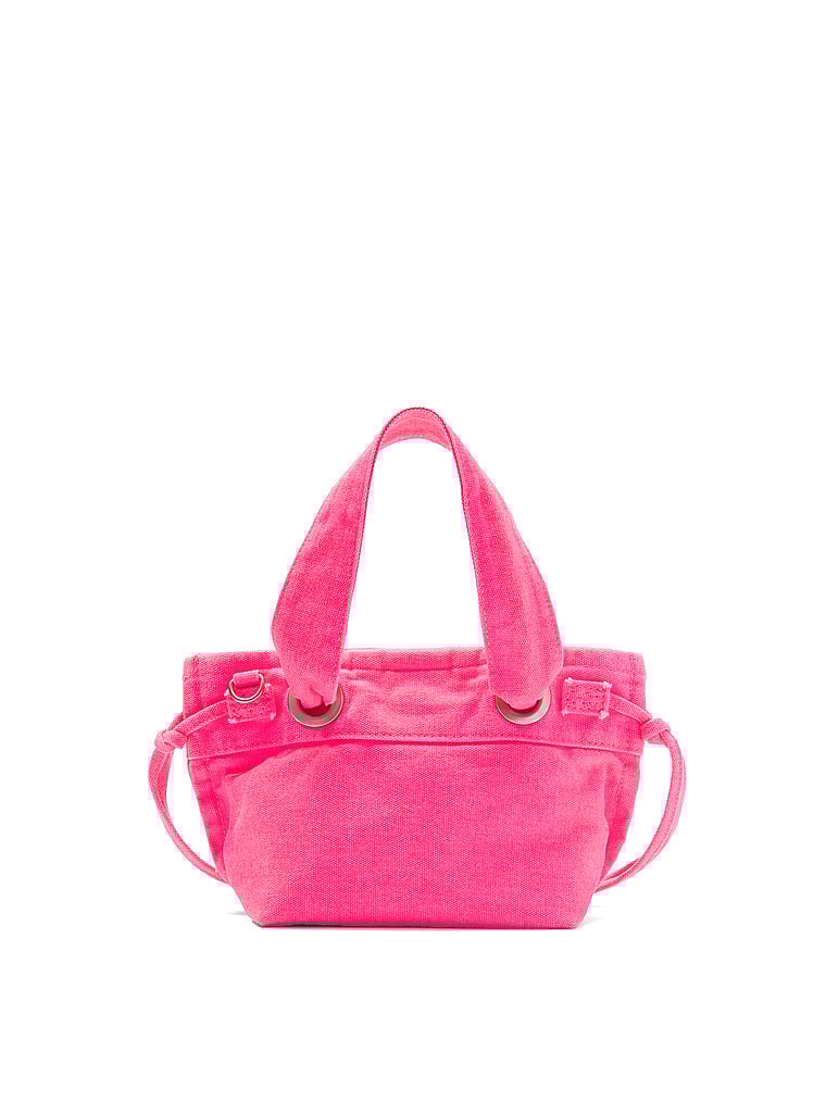 PINK Canvas Flat-Bottom Mini Tote Bag, Fall For Me Pink, onModelBack, 2 of 4