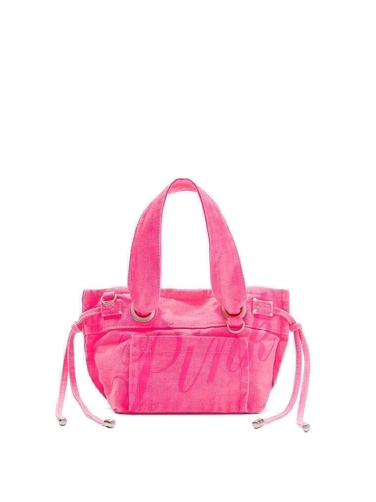 PINK Canvas Flat-Bottom Mini Tote Bag, Fall For Me Pink, onModelFront, 1 of 4