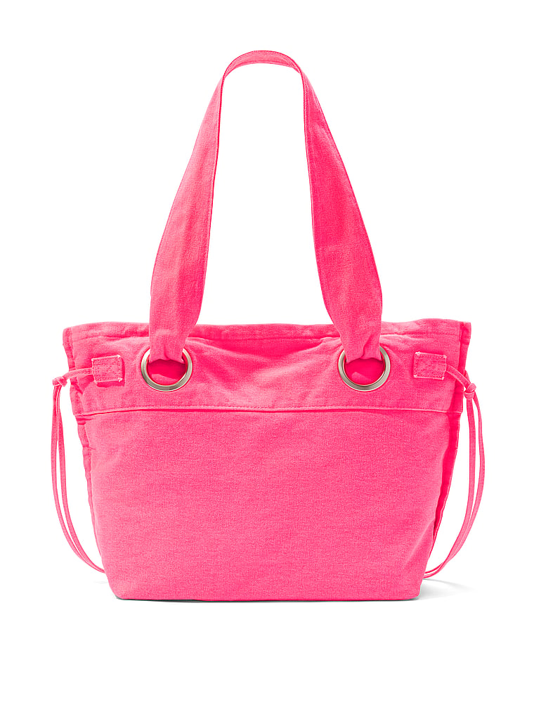 PINK Canvas Flat-Bottom Tote Bag, onModelBack, 2 of 4