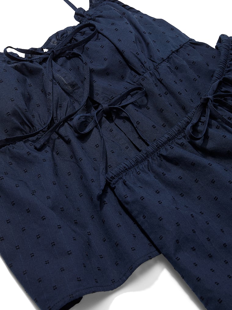 PINK Coastal Cutie Fly-Away Cami and Shorts Pajama Set, Noir Navy, onModelBack, 2 of 4