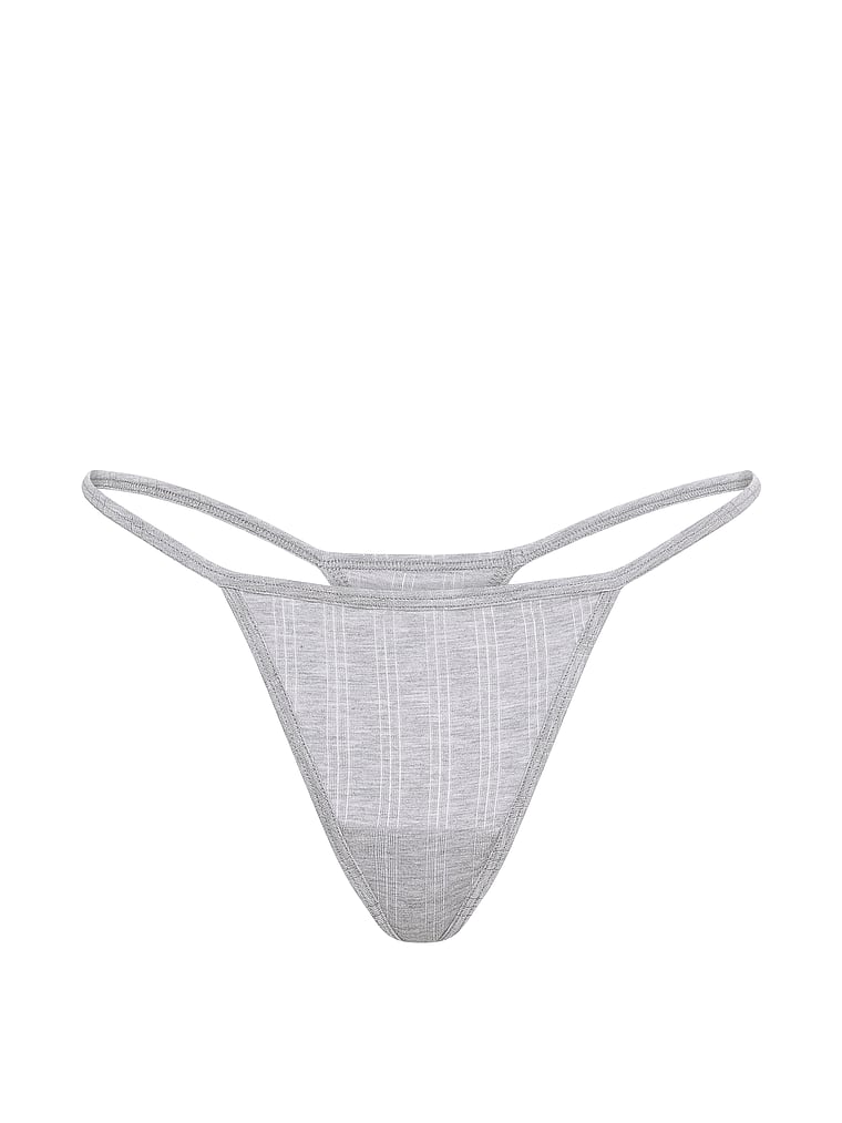Victoria's Secret, Victoria's Secret SoSoft™ Modal Ultra-Fine V-String Panty, Medium Htr Grey, offModelFront, 3 of 3