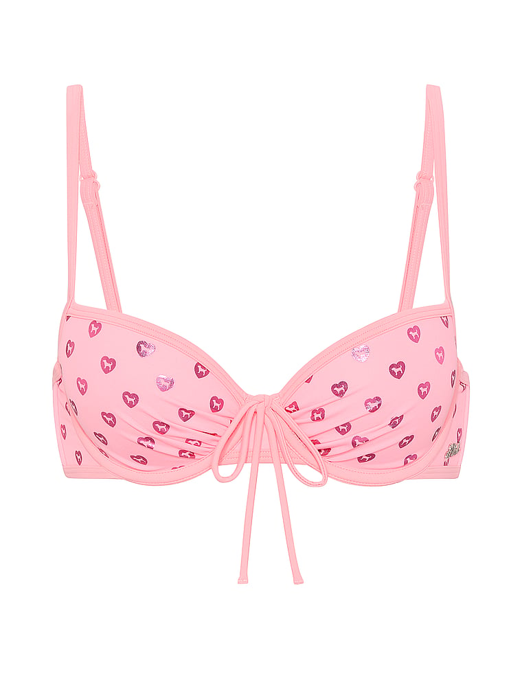 PINK SWIM PINK Wink™ Push-Up Bikini Top, Neon Apricot Foil, offModelFront, 3 of 3