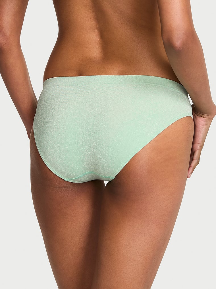Victoria's Secret, Seamless Seamless Eyelet Bikini Panty, Waterfall, onModelBack, 2 of 3