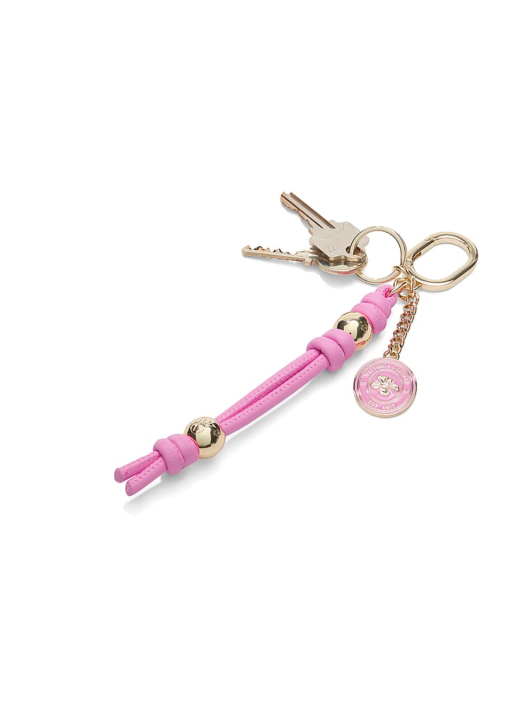 Victoria's Secret, Victoria's Secret Dangle Hearts Bag Charm Keychain, Pink Hibiscus Rope, onModelBack, 2 of 2
