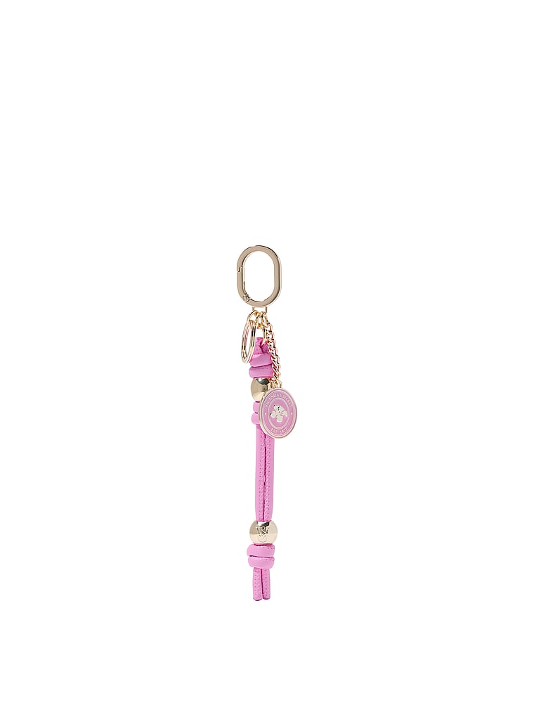 Victoria's Secret, Victoria's Secret Dangle Hearts Bag Charm Keychain, Pink Hibiscus Rope, onModelFront, 1 of 2
