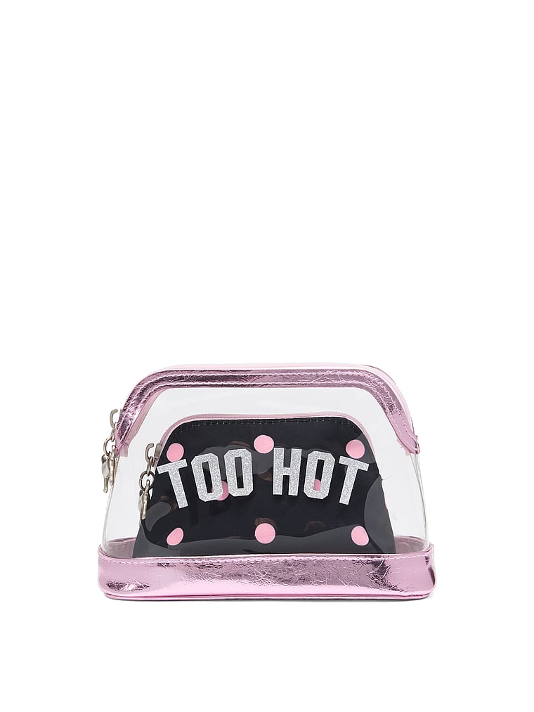 PINK Makeup Bag Duo, Black Dot, onModelBack, 2 of 3