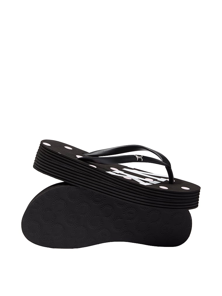 PINK Platform Flip Flops, Black Dot, onModelBack, 2 of 2
