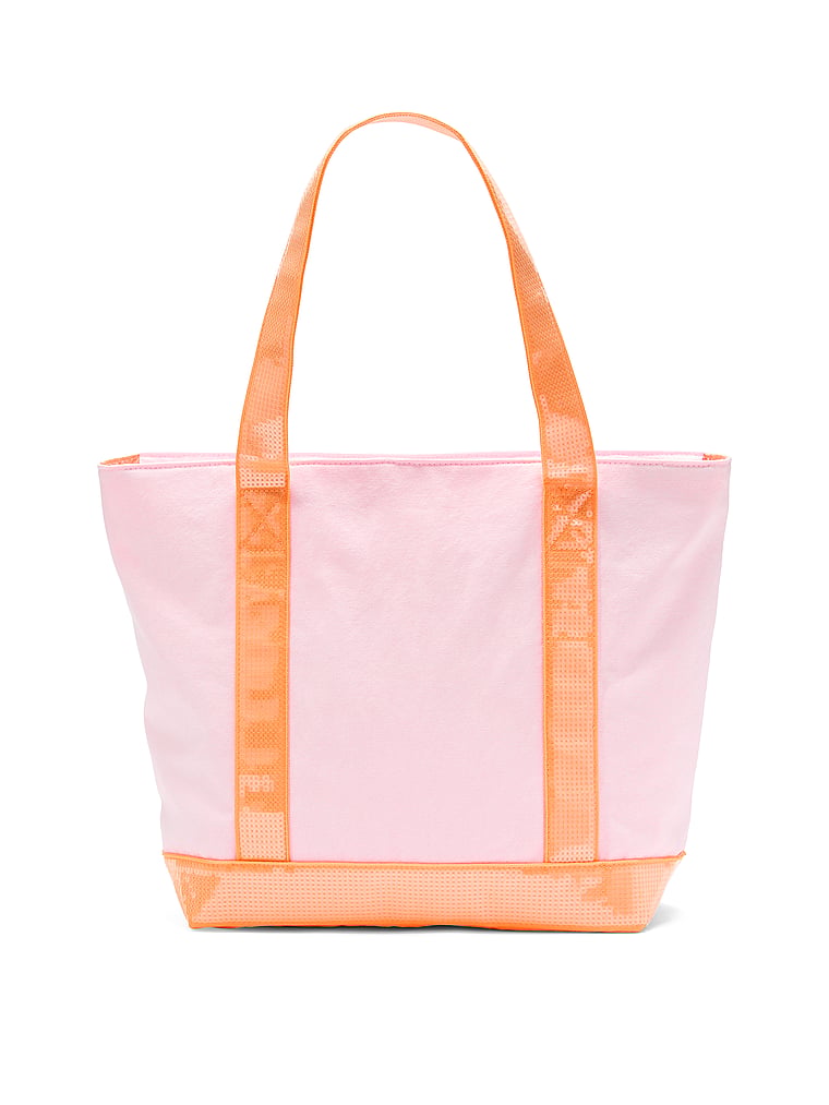 PINK Sequin Canvas Tote Bag, Pink, onModelBack, 2 of 4