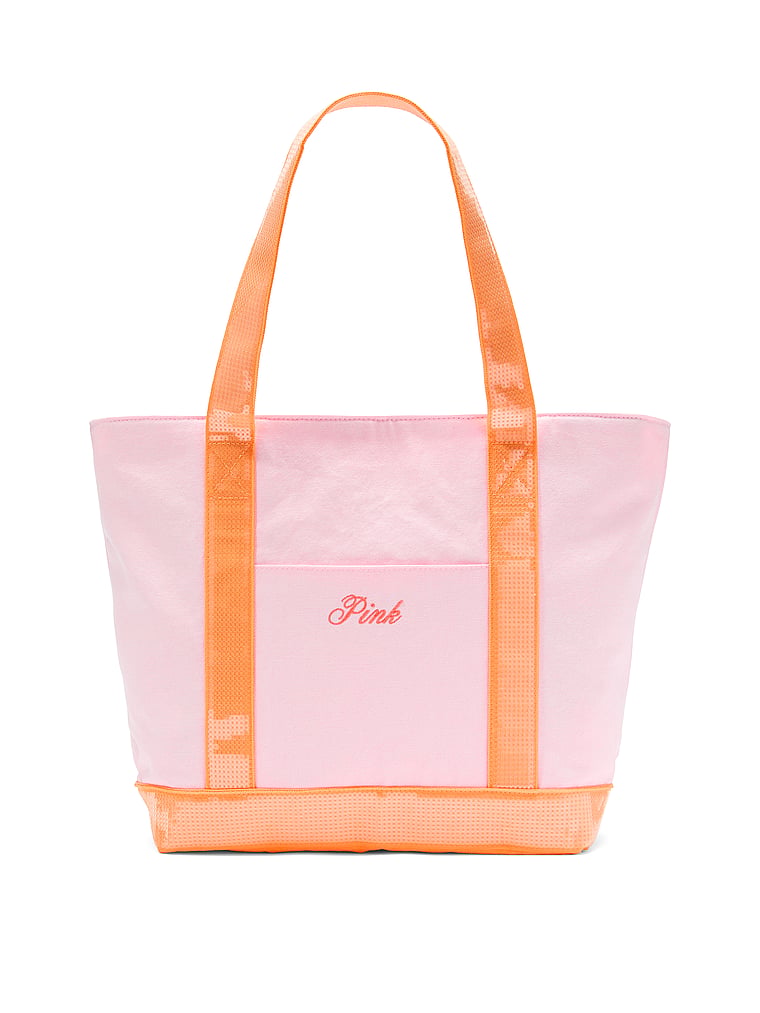 PINK Sequin Canvas Tote Bag, Pink, onModelFront, 1 of 4
